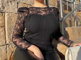 Megan Black Lace Sleeve Top